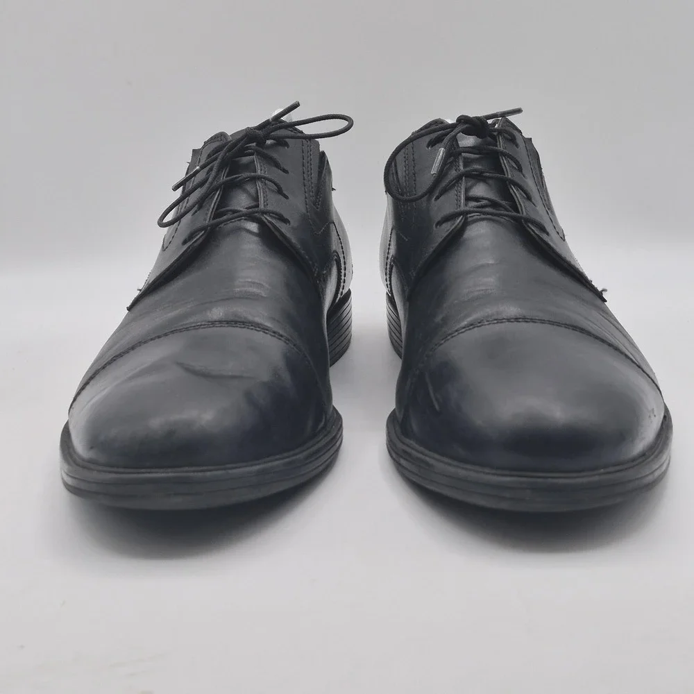 Clarks‎ Collection Shoes Mens Size 11.5 Black Leather Cap Toe Derby Dress